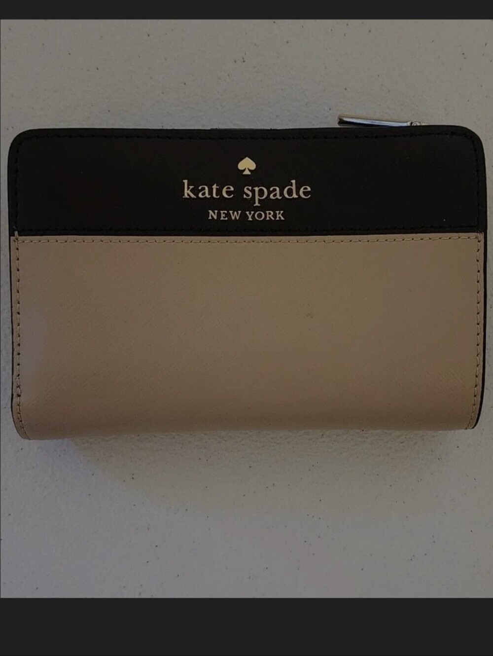 Kate spade Staci Colorblock Small Zip Around Wallet Warm Beige Black